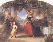 Thomas Uwins A Italian Mother Teaching her child the Tarantella USA oil painting artist